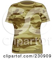 Royalty Free RF Clipart Illustration Of A Mans Green Camo T Shirt