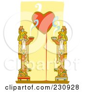 Royalty Free RF Clipart Illustration Of Mayan Men Offering Food To The Gods 2