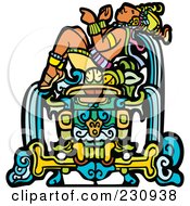 Royalty Free RF Clipart Illustration Of A Mayan King Reclined 1 by xunantunich