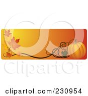 Royalty Free RF Clipart Illustration Of An Orange Thanksgiving Website Banner With A Pumpkin And Fall Leaves