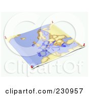 Royalty Free RF Clipart Illustration Of An Unfolded Map Sheet Of Europe With Thumbtacks