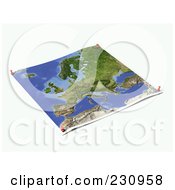 Poster, Art Print Of Unfolded Map Sheet Of Europe With Thumbtacks