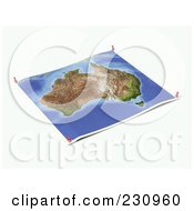 Royalty Free RF Clipart Illustration Of An Unfolded Map Sheet Of Australia With Thumbtacks