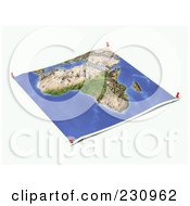 Royalty Free RF Clipart Illustration Of An Unfolded Map Sheet Of Africa With Thumbtacks