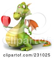 Royalty Free RF Clipart Illustration Of A 3d Dragon Holding A Heart 2