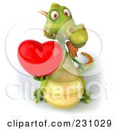 Royalty Free RF Clipart Illustration Of A 3d Dragon Holding A Heart 3