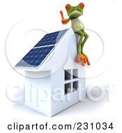 Royalty Free RF Clipart Illustration Of A 3d Springer Frog With A Solar Powered House 2