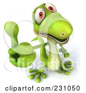 Royalty Free RF Clipart Illustration Of A 3d Green Lizard Holding A Thumb Up