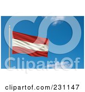 Poster, Art Print Of Flag Of Austria Waving On A Pole Against A Blue Sky