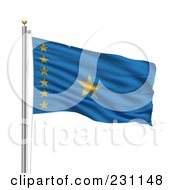 Royalty Free RF Clipart Illustration Of The Flag Of Republic Of The Congo Waving On A Pole