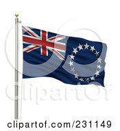 Poster, Art Print Of The Flag Of Cook Islands Waving On A Pole