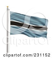 Royalty Free RF Clipart Illustration Of The Flag Of Botswana Waving On A Pole