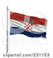 Royalty Free RF Clipart Illustration Of The Flag Of Croatia Waving On A Pole