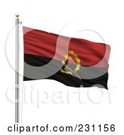 Royalty Free RF Clipart Illustration Of The Flag Of Angola Waving On A Pole