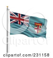 Royalty Free RF Clipart Illustration Of The Flag Of Fiji Waving On A Pole