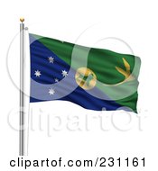 Royalty Free RF Clipart Illustration Of The Flag Of Christmas Island Waving On A Pole
