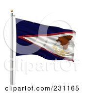 Royalty Free RF Clipart Illustration Of The America Samoa Flag Waving On A Pole