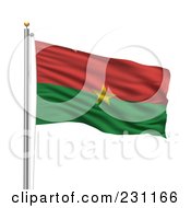 Royalty Free RF Clipart Illustration Of The Flag Of Burkina Faso Waving On A Pole