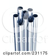 Royalty Free RF Clipart Illustration Of 3d Blue Tinted Metal Pipes 1 by stockillustrations