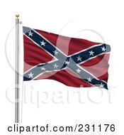 The Confederate Flag Waving On A Pole