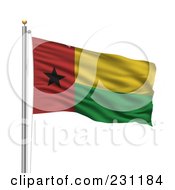 Royalty Free RF Clipart Illustration Of The Flag Of Guinea Bissau Waving On A Pole