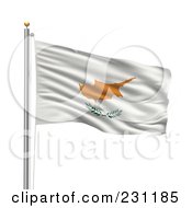 Royalty Free RF Clipart Illustration Of The Flag Of Cyprus Waving On A Pole