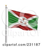 Royalty Free RF Clipart Illustration Of The Flag Of Burundi Waving On A Pole
