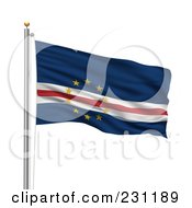 Royalty Free RF Clipart Illustration Of The Flag Of Cape Verde Waving On A Pole
