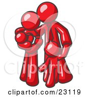 Clipart Illustration Of A Red Family Man A Father Hugging His Wife And Two Children