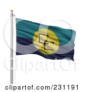 Royalty Free RF Clipart Illustration Of The Flag Of Caribbean Community Waving On A Pole
