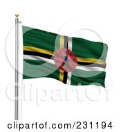 Royalty Free RF Clipart Illustration Of The Flag Of Dominica Waving On A Pole