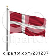 Poster, Art Print Of The Flag Of Denmark Waving On A Pole