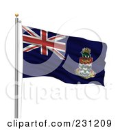 Royalty Free RF Clipart Illustration Of The Flag Of Cayman Islands Waving On A Pole
