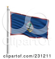 Royalty Free RF Clipart Illustration Of The Flag Of Guam Waving On A Pole