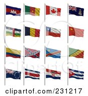 Poster, Art Print Of Digital Collage Of 3d Waving National Flags With The Letter C - Cambodia Cameroon Canada Cayman Islands Central African Republic Chad Chile China Colombia Confederate Congo Democratic Rep Cook Islands Costa Rica Croatia Cuba