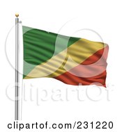 Royalty Free RF Clipart Illustration Of The Flag Of Congo Republic Waving On A Pole