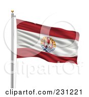 Royalty Free RF Clipart Illustration Of The Flag Of French Polynesia Waving On A Pole