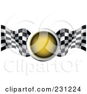 Poster, Art Print Of Yellow Traffic Light With Checkered Racing Flags