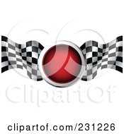 Poster, Art Print Of Red Traffic Light With Checkered Racing Flags
