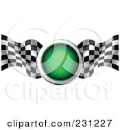 Poster, Art Print Of Green Traffic Light With Checkered Racing Flags