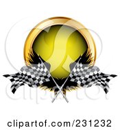Royalty Free RF Clipart Illustration Of Wings Racing Flag And A Yellow Button by MilsiArt
