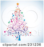 Poster, Art Print Of Floral Christmas Tree On Shaded White