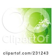 Royalty Free RF Clipart Illustration Of A Christmas Background Of Green Starry Christmas Balls With Snow Over Bright Light On Green