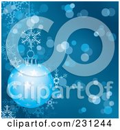 Royalty Free RF Clip Art Illustration Of A Christmas Background Of Sparkles And Snowflakes With One Blue Starry Bauble