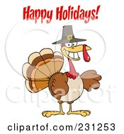 Poster, Art Print Of Happy Holidays Over A Pilgrim Turkey Bird