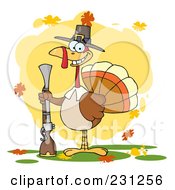 Poster, Art Print Of Hunting Thanksgiving Pilgrim Turkey Bird With A Musket - 2