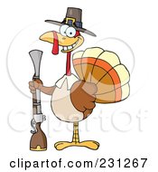 Poster, Art Print Of Hunting Thanksgiving Pilgrim Turkey Bird With A Musket - 1