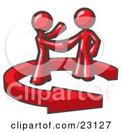 Red Salesman Shaking Hands With A Client While Making A Deal