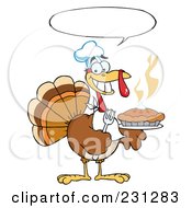 Poster, Art Print Of Happy Thanksgiving Turkey Bird Holding A Pie - 2