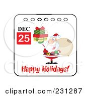 Poster, Art Print Of Happy Holidays December 25th Santa Calendar